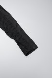 Черные сексуальные однотонные выдолбленные лоскутные прозрачные узкие брюки со средней талией, обычные однотонные плавки