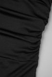 Combinaisons skinny noires sexy solides évidées dos nu col oblique