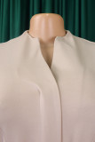 Albicocca elegante fasciatura solida patchwork piega con cintura colletto asimmetrico abiti a linea