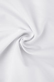Белая повседневная однотонная рубашка в стиле пэчворк с воротником-рубашкой Платья Платья