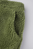 Verde militar Casual Sólido Patchwork Cuello con cremallera Manga larga Dos piezas