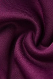 Viola casual solido patchwork fibbia manica lunga due pezzi