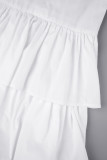 Camisa branca casual patchwork lisa com colarinho camisa vestidos vestidos
