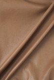 Borgonha sexy casual sólido patchwork assimétrico gola com zíper manga comprida duas peças