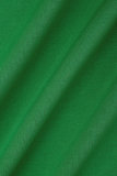 Grüne, lässige, solide Patchwork-Umlegekragen-Langarmkleider