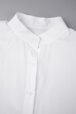 Weiß Casual Solid Patchwork Hemdkragen Hemdkleid Kleider