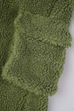 Colletto con cerniera lampo casual tinta unita verde militare manica lunga due pezzi