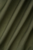 Ropa de abrigo casual con botones de patchwork con cuello en V verde
