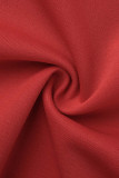 Manica lunga con fibbia patchwork solida casual rosa rossa in due pezzi
