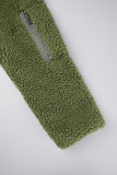 Gola com zíper verde exército casual patchwork sólido manga longa duas peças