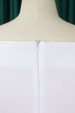 White Elegant Solid Patchwork Square Collar A Line Dresses