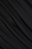 Negro Casual Sólido Asimétrico Flaco Cintura alta Convencional Pantalones de color sólido