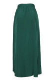 Falda casual patchwork liso cremallera con abertura talla grande cintura alta verde