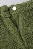 Gola com zíper verde exército casual patchwork sólido manga longa duas peças