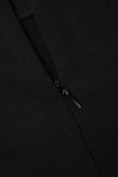 Schwarze, elegante, einfarbige Kleider mit Patchwork-Tasche und U-Ausschnitt in A-Linie