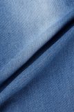 Детские синие модные повседневные однотонные рваные джинсы с высокой талией