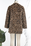 Leopardtryck Casual Leopard Cardigan Turndown-krage Ytterkläder