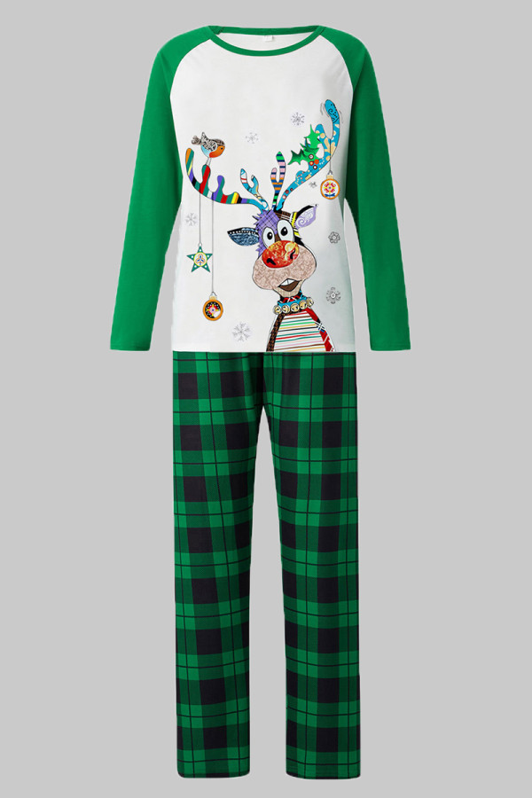 Pijamas de Natal com estampa viva verde branco patchwork