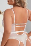 Black Sexy Living Patchwork See-through Backless Spaghetti Strap Plus Size Sleepwear