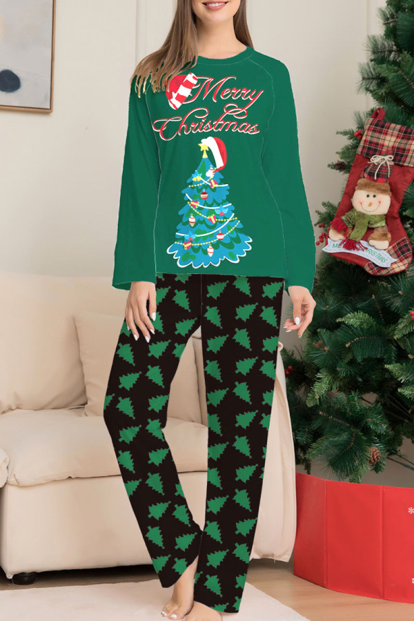 Зеленая одежда для сна в стиле пэчворк с живым принтом на Рождество