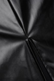 Zwarte sexy effen patchwork hoge opening strapless lange jurkjurken