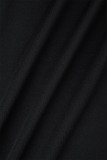 Zwarte sexy casual effen uitgeholde halflange coltrui skinny jumpsuits