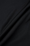 Colarinho com capuz básico preto estampado casual manga longa duas peças