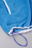 Blaue, lässige, solide Patchwork-Oberteile mit Reißverschlusskragen