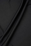 Black Street Solide Patchwork Hors de l'épaule Robe de soirée Robes