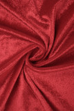 Patchwork de bloc de couleur sexy rouge avec ceinture lingerie de Noël