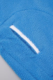 Blaue, lässige, solide Patchwork-Oberteile mit Reißverschlusskragen
