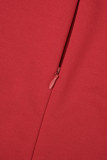 Robe crayon rouge décontractée à col rond et couleur unie, grande taille