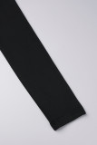 Combinaisons skinny noires décontractées unies basiques à col à capuche