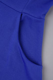 Royal Blue Elegant Solid Patchwork Pocket U Neck A Line Klänningar