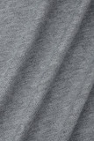 Due pezzi manica lunga colletto con cappuccio lettera stampa casual grigio