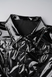 Black Street Solid Spänne Turndown-krage Ytterkläder