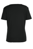 T-shirt nere casual con stampa di strada e stampa di farfalle patchwork o collo