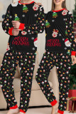 Черная одежда для сна в стиле пэчворк с живым принтом на Рождество