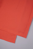 Orange-rotes, süßes, einfarbiges, trägerloses, ärmelloses Zweiteiler im Patchwork-Stil