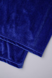 Blue Street Однотонный бандаж Лоскутная пряжка Отложной воротник с длинными рукавами Из двух частей