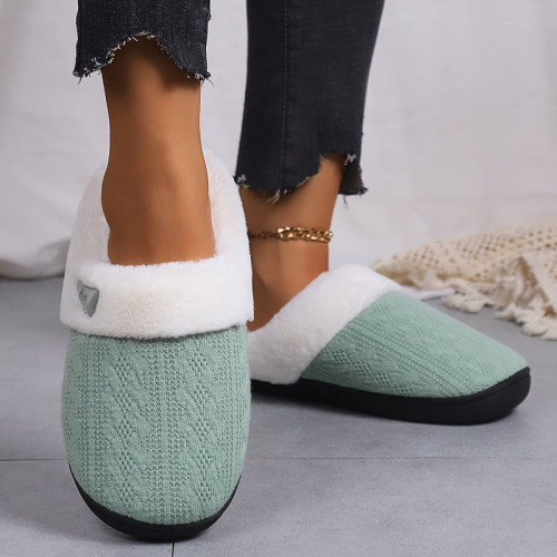 Light Green Casual Living Patchwork Contrast Round Keep Warm Comfortable Shoes
