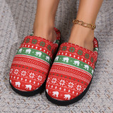 Zapatos cómodos y abrigados redondos con estampado de retales de vida informal rojo
