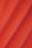 Laranja vermelho doce sólido retalhos dobra sem alças sem mangas duas peças