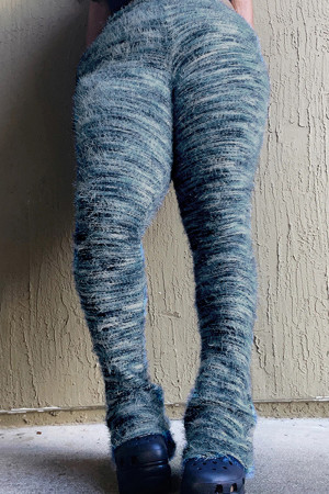 Blue Street Color Block Patchwork Boot Cut Mid Waist Speaker Patchwork Bottoms