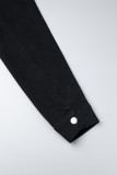 Schwarze Street Solid ausgehöhlte Patchwork-Taschenschnalle, lockere Overalls mit Umlegekragen