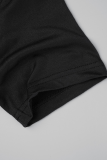 Camisetas casual calle cambio gradual estampado patchwork cuello redondo negro