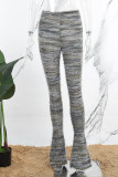 Pantaloni patchwork con altoparlante a vita media con taglio patchwork a blocchi di colore grigio Street