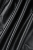 Schwarze, sexy, solide Patchwork-Reißverschluss-Röhrenhose mit mittlerer Taille und einfarbiger Hose