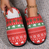 Zapatos cómodos y abrigados redondos con estampado de retales de vida informal rojo