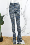 Pantaloni patchwork con altoparlante a vita media con taglio patchwork a blocchi di colore multicolori per strada